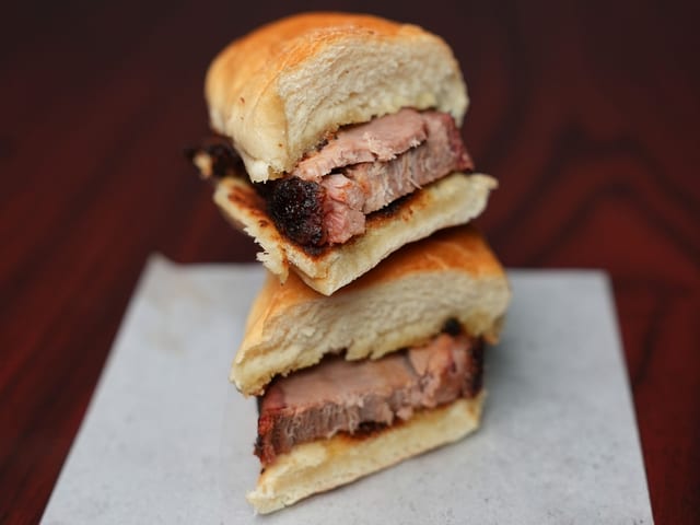 Sliced Brisket Sandwich.